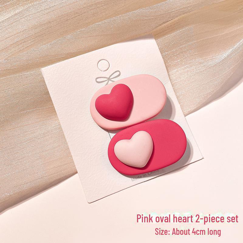 2023 Pink Love Dopamine Hairpin for Women: Trendy Bangs Duckbill Clip