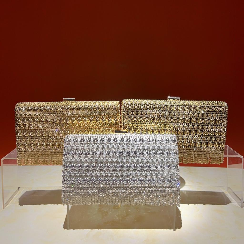 Hand-held Bag - High-end and Luxurious Floral Diamond-set Evening Bag - French-style Shiny Handbag Casually