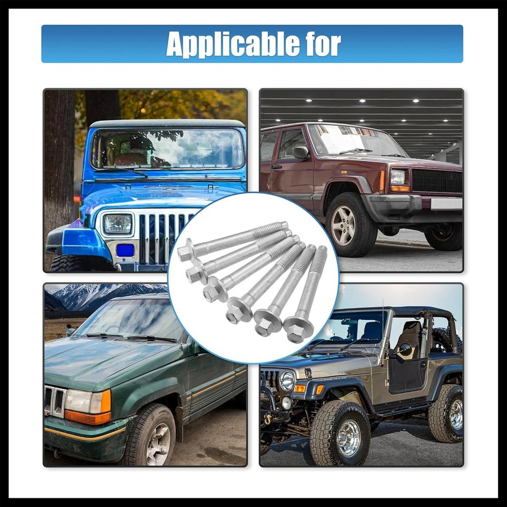 6 Pcs Wheel Hub Bearing Mounting Bolts for Jeep Grand Cherokee 2000-2010 34201535 Silver Tone Metal Durable Material
