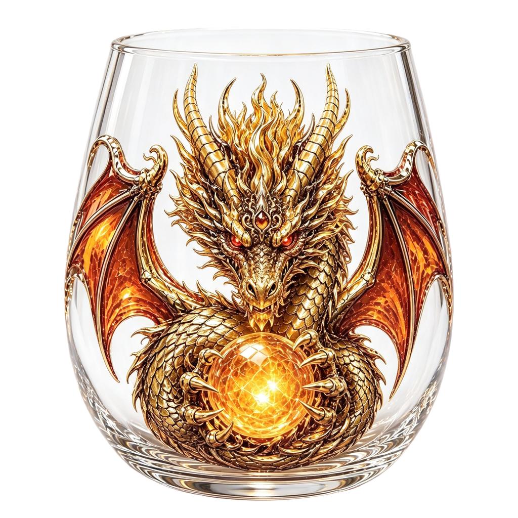 Fantasy Dragon Glass Egg Cup 3D Borosilicate Goblet Lead-Free Whiskey Tumbler Art Glassware Decor