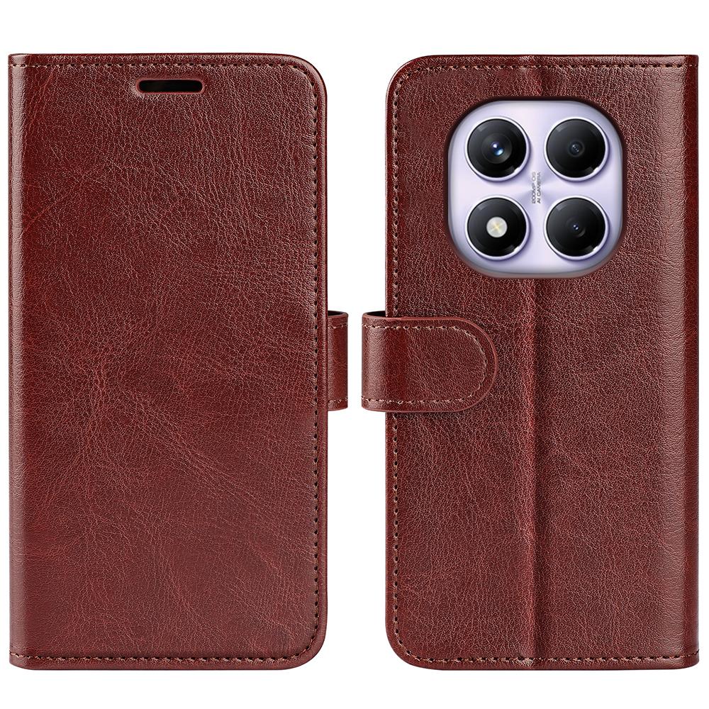 

For Xiaomi Redmi Note 14 Pro 4G Wallet Case Crazy Horse Texture Stand Leather Phone Cover Brown