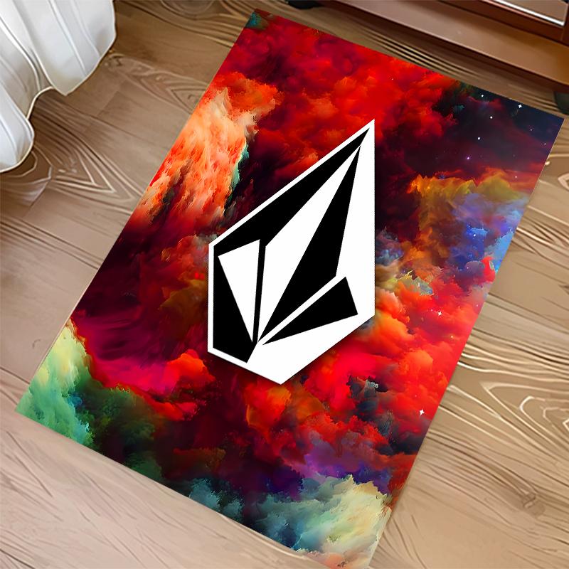 1pc V-VOLCOM LOGO5 Print Area Rug - Soft, Washable Non-Slip Indoor Mat for Office Chairs, Living Room, Home Office Decorative Rug