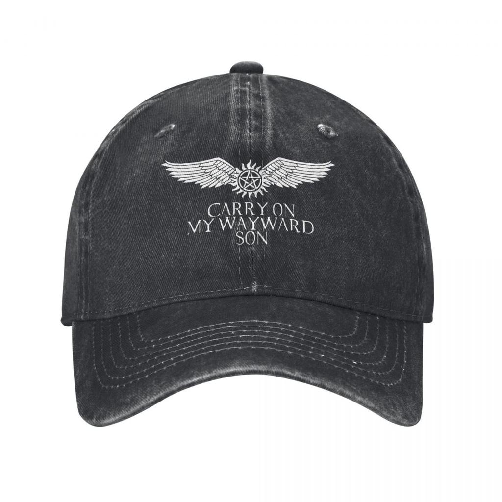 Supernatural Wing Unisex Style Baseball Cap Dean Sam Distressed Washed Hats Cap Classic All Seasons Travel Adjustable Headwear