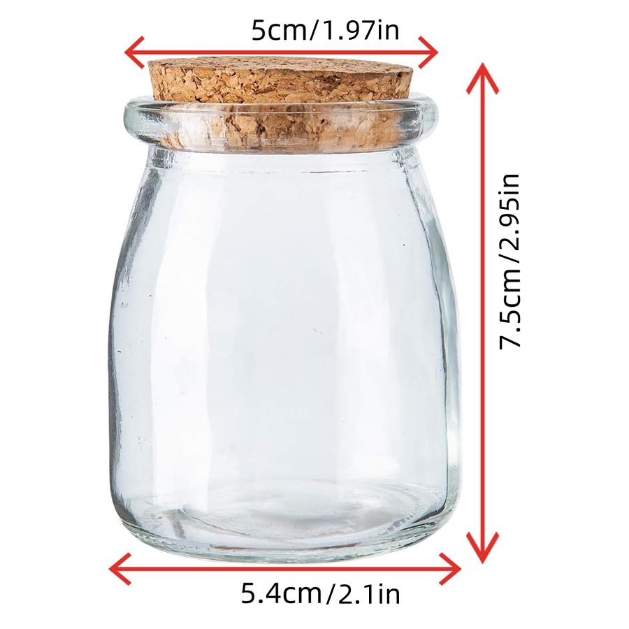 Decorative Glass Bottle with Cork Stopper 100ml Clear Glass Bottle with Cork Stoppers Pudding Jars 3.4oz Mini Yogurt Mason Jar