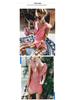Ruffled Striped V-Neck Backless One-Piece Swimsuit - European and American Style