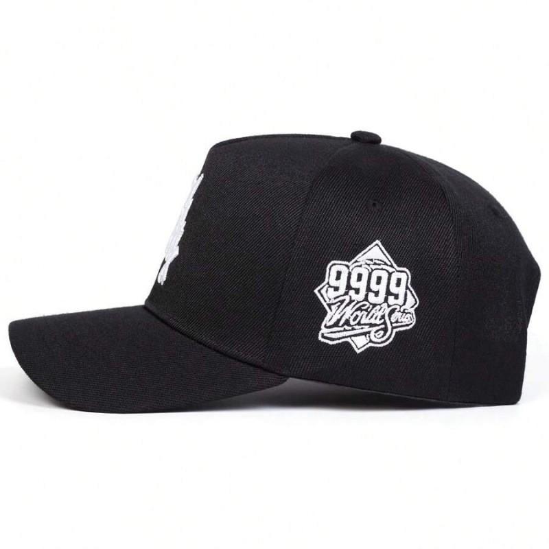 Vintage Embroidered Linen Baseball Cap Men Women Flat Top Wide Brim Unisex Hat