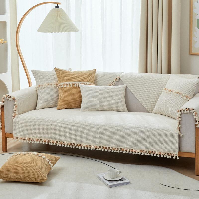 

Бархатные чехлы для диванов с кисточками для гостиной, 2-местный L-образный чехол для стула, защита для мебели, нескользящий чехол для дивана, мягкий чехол 70x120cm 1pc