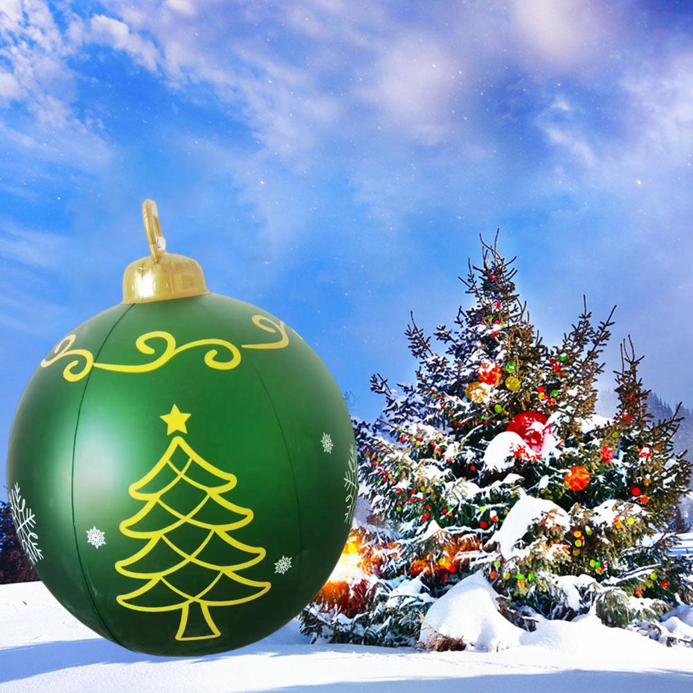 60cm Outdoor Christmas Inflatable Decorated Ball PVC Giant Big Large Balls Xmas Tree Decorations Toy Ball Without Light Ornament