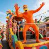 Orange Costume, Unisex Orange Full Body Suit With Fake Mustache And Eyebrow, Ideal For Party, Carnival, Halloween
