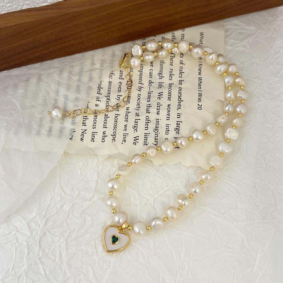 Romantic Love Heart Natural Baroque Freshwater Pearl 14K Gold Filled Ladies Pendant Necklace  Women Wedding Gifts