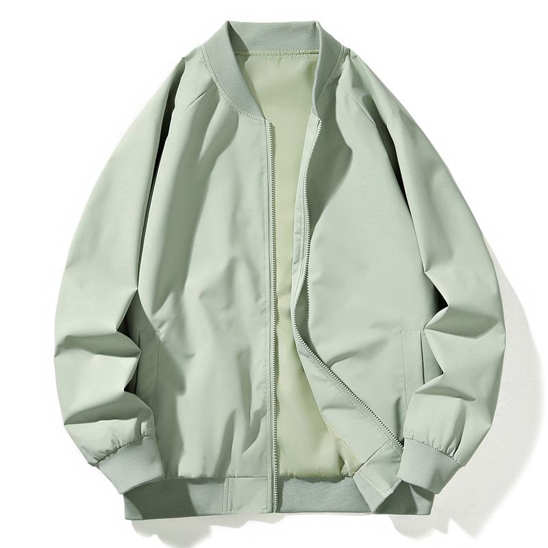 Men's Jacket, Spring and Autumn Casual Loose Baseball Uniform, American Versatile Jacket, Men's Solid Color Simple Men's Clothing