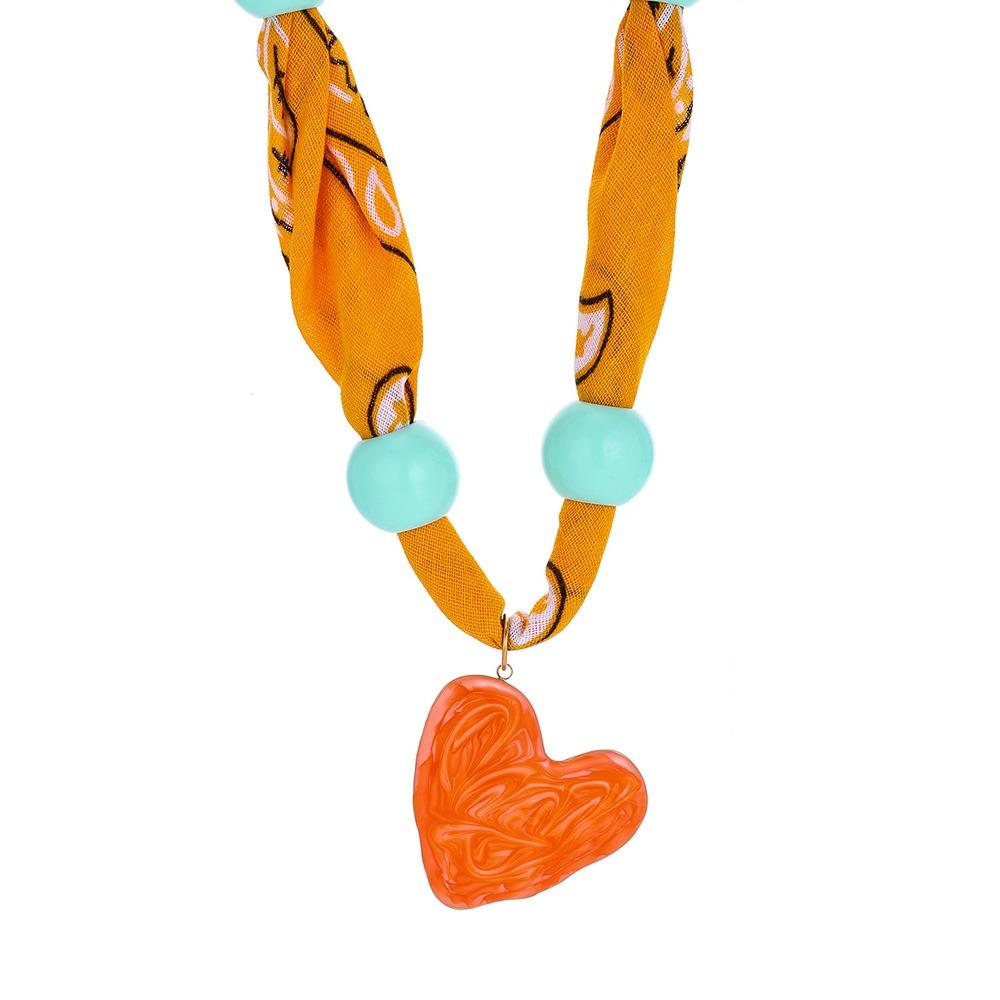 Vintage Cloth Wrap Scarf Necklace Stainless Steel Charm Pendant  Beach Jewelry