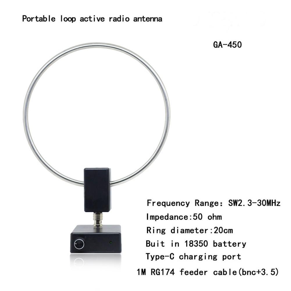 GA-450 Loop Antenna Short Medium Wave Radio SW 2.30-30MHz MW 522-1710KHz