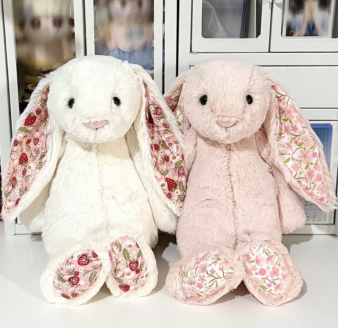 JC Bonnie Konijn Knuffel met Bloemenoren Kawaii Knuffelpop Zacht Bankkussen Kinderverjaardagscadeau Kamerdecoratie