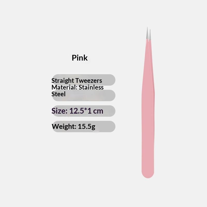 1Pcs Stainless Steel Eyelash Extension Tweezers Curved Straight Head Lashes Tweezer Non-Magnetic Eyelashes Nail Makeup Tools