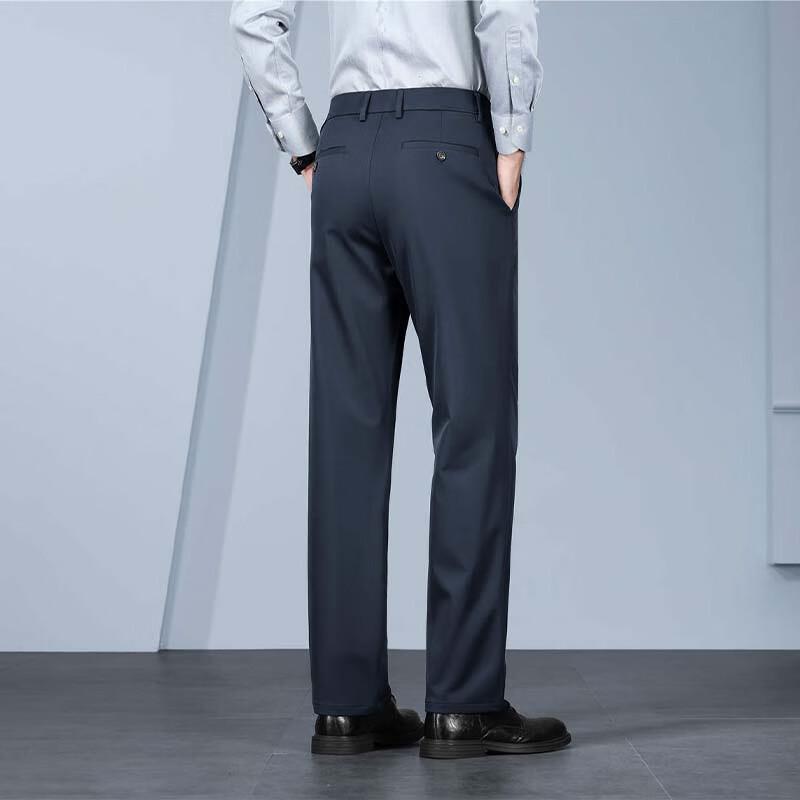 ROMON Men's Straight-Leg Wrinkle-Free Business Casual Pants