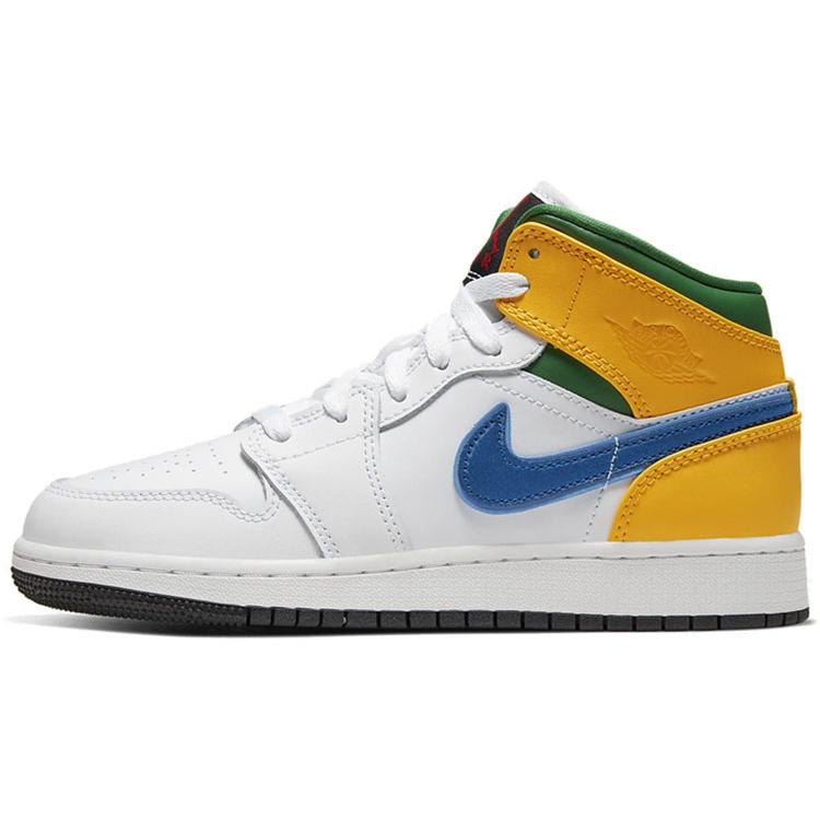 Jordan 1 Mid GS White Court Purple Teal 554725-128