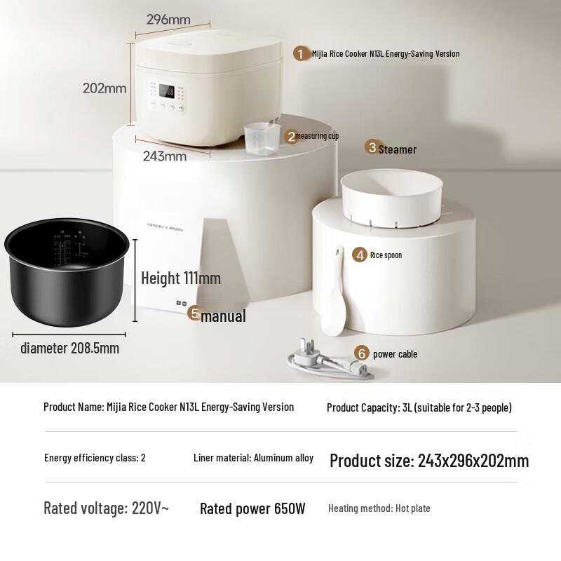 Xiaomi 3L Smart Multi-functional Electric Rice Cooker CN plug (adapter included)