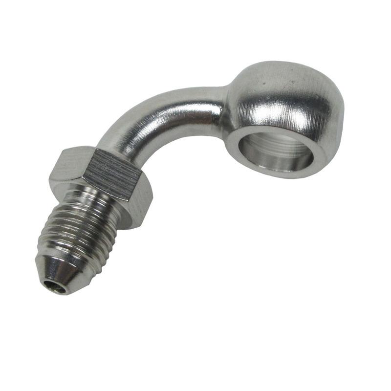 Adaptor Fiting Banjo 90 Grade pentru Furtun de Frână din Oțel Inoxidabil 3/8" 10mm AN3 Pentru Harley Touring Road King FLHX FLHT Sportster