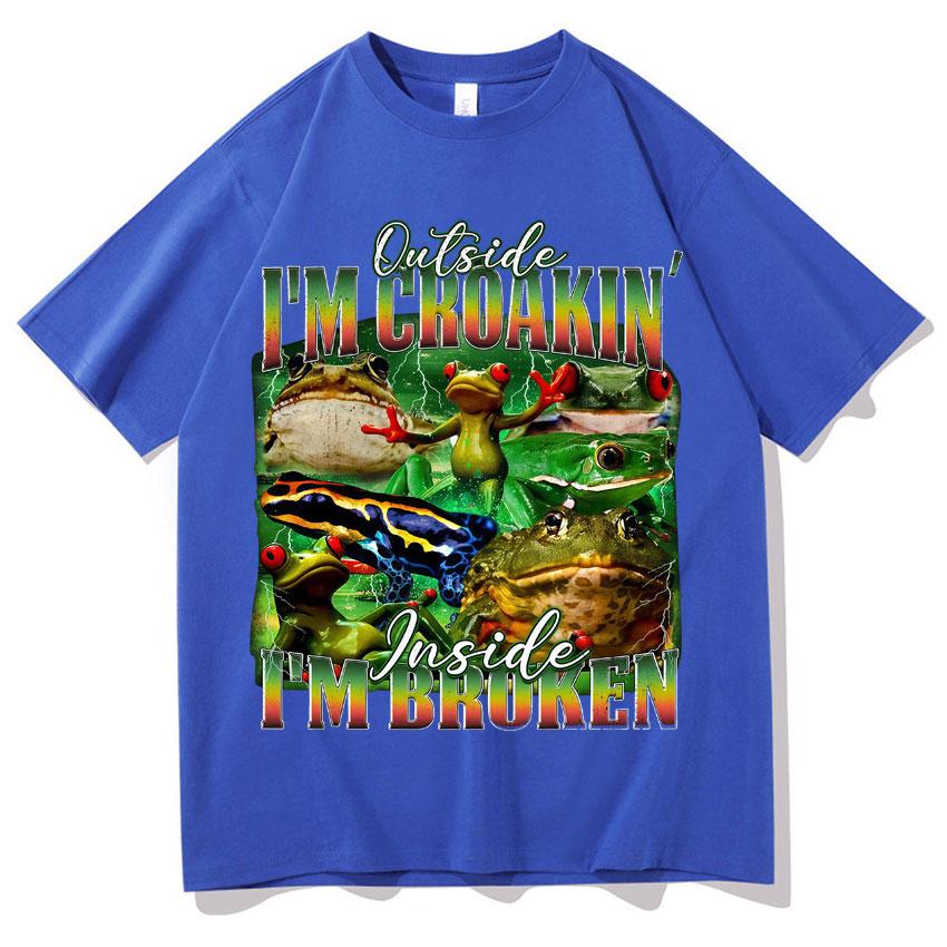 Fuuny T Shirt Frog TShirt Cotton High Quality Print Short Sleeve Positive Cottagecore Oversized Tee Unisex Women Clothes Teenagers