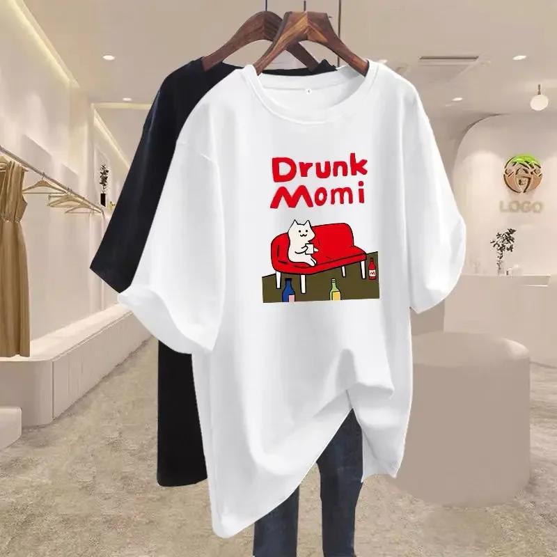 

Womens Clothing Pure Chic Cartoon Print Tshirt Summer Casual Sweet Pullover Lady European Style Y2k S