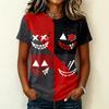 Women's Short Sleeve Round Neck T-Shirt with Halloween Print Pullover Casual Top for Party