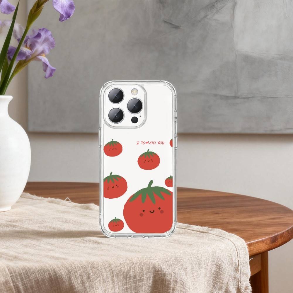 K-Korean Ins T-Two Ted T-Tomato Phone Case For iPhone 17p 16 15 14 13 12 11 Mini Pro Max Plus Transparent Cover