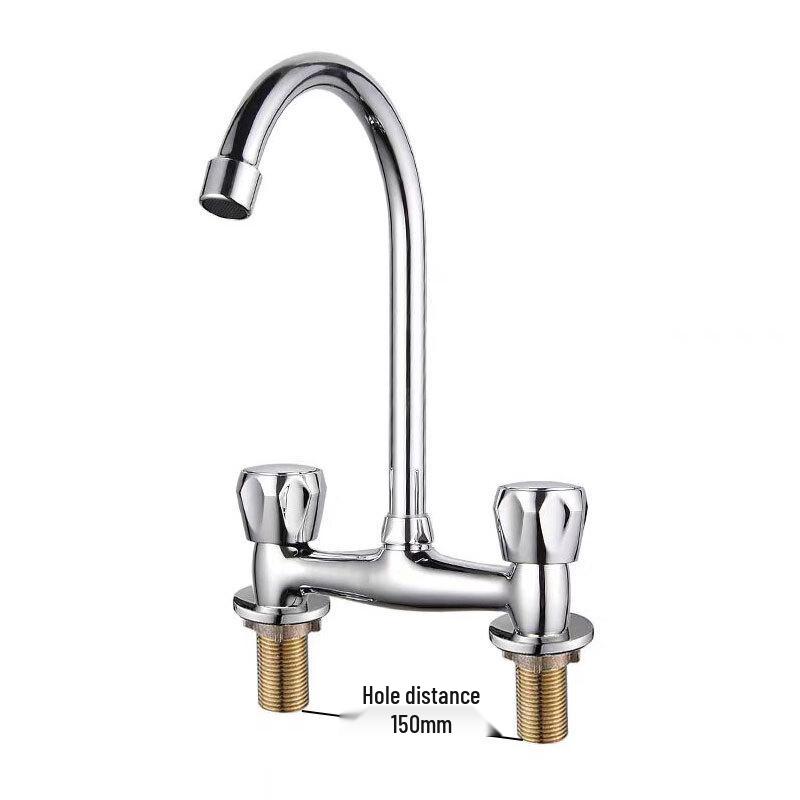 Retro Brass Double Handle Swivel Kitchen Faucet