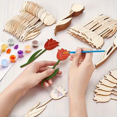 Exquisite Wooden Rose-Shaped DIY Crafts Set - Perfect for Wedding, Birthday, and Holiday Decorations, Pack of 12