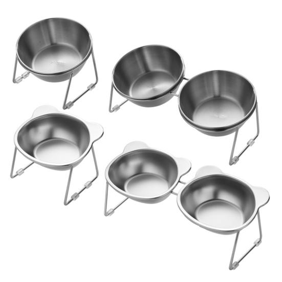 Stainless Steel Elevated Cat Bowl Tilted Raised Cat Bowl with Metal Stand