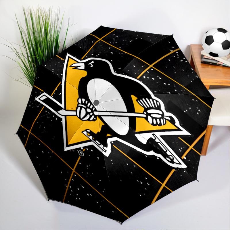 Penguins Heart Logo Art Umbrella 8-Frame for Travel, Camping, Casual Lightweight Portable Umbrella, Essential for Every Family Holidays Gift