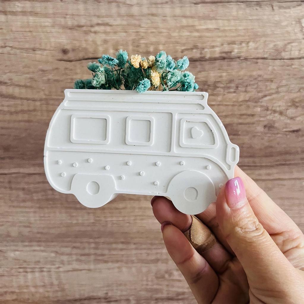 Silicone Mold for Camping Bus Shaped Flower Vase Decorative Planter Accessory Mould Tabletop Decoration Molding Tool