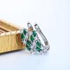 Women's Fashion Jewelry Silver Color Charm Green Crystal Stud Hoop Earrings Drop Earrings