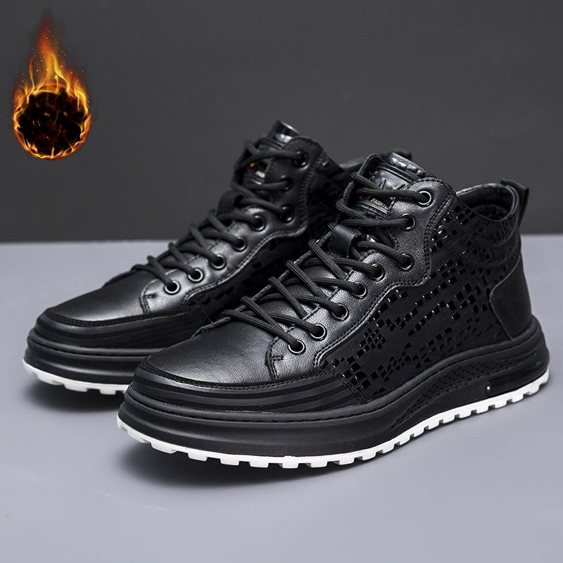 

Новая мужская обувь, повседневная обувь на платформе, высокие бархатные зимние хлопковые туфли из искусственной кожи, уличная повседневная обувь, деловая мужская теплая обувь 44