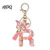 Compact Keychain Pink Series Pendant Sequins Heart Initial Letter Charm Key Chain