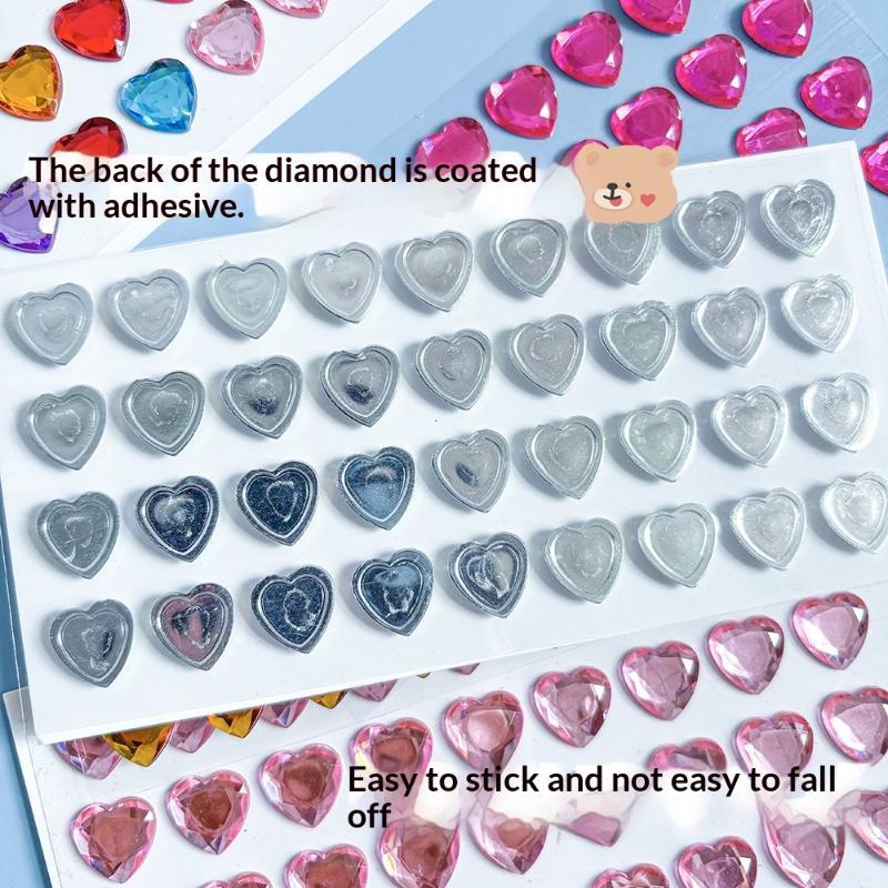 3D Heart Diamond Sticker Crystal Diy Handmade Material Desktop Decoration Phone Case Camera Kawaii Stickers Cup Laptop Decor