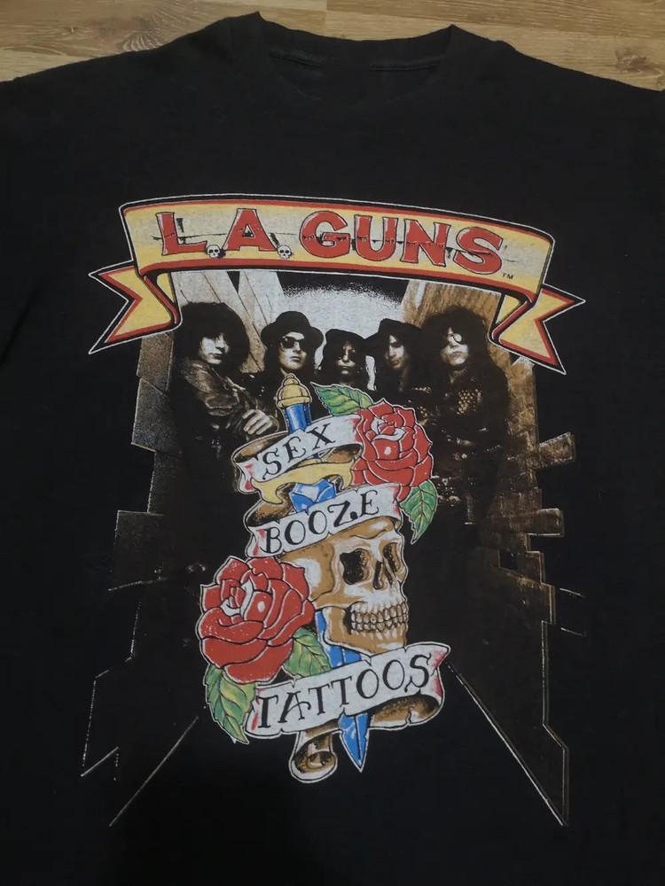 L.A. GUNS Band Sex Booze Tattoos Cocked Loaded Tour T Shirt Full Size S-5XL Unisex T-Shirt XXXL