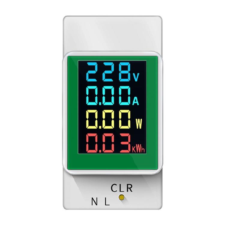 Single Phase Energy Meter Din Rail Electricity Usage Monitors AC50-300Volt 0-100A Voltmeter Ammeter Watt Kwh