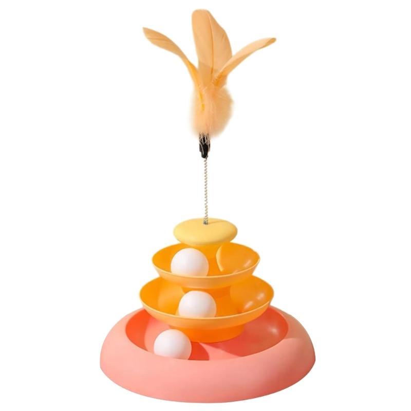 Cats Feather Toy Roll Track Cats Tower Toy Interaction Cats Toy Indoor Toy Boredom Cats Stress Toy