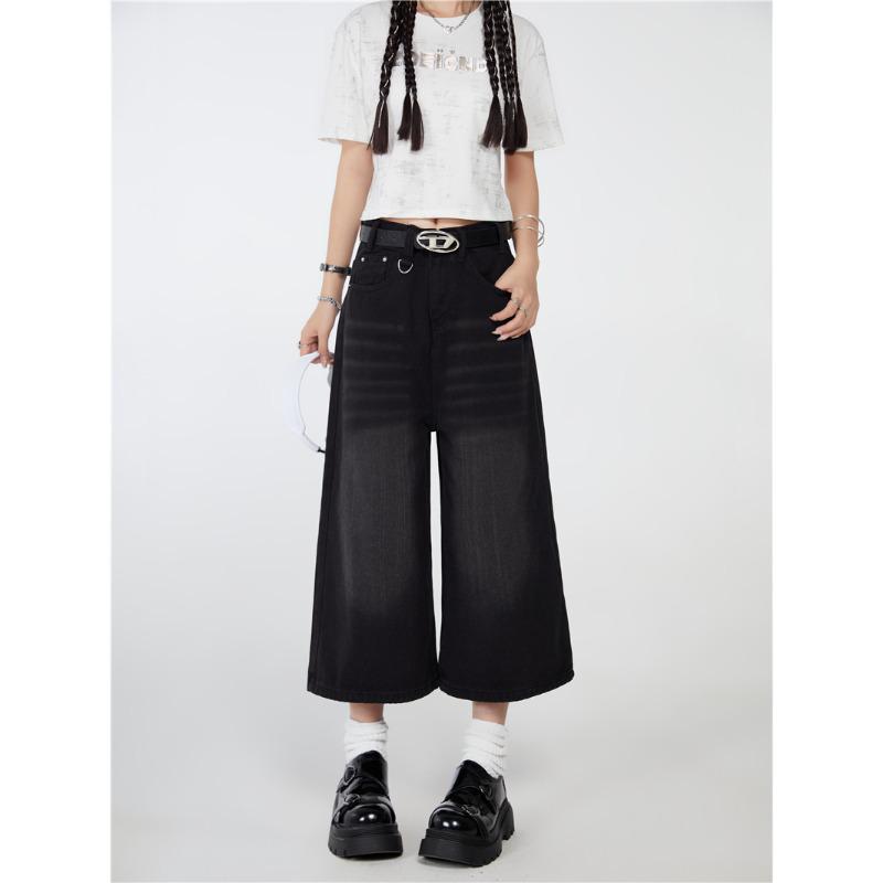 Unisex Low-Waist Distressed Denim Shorts - American Retro Summer Style