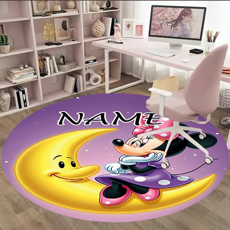 Customizable Minnie (8) Round Non-Slip Carpet - Ideal for Garden, Picnic, Office, Perfect for Decoration, Suitable For All Seasons