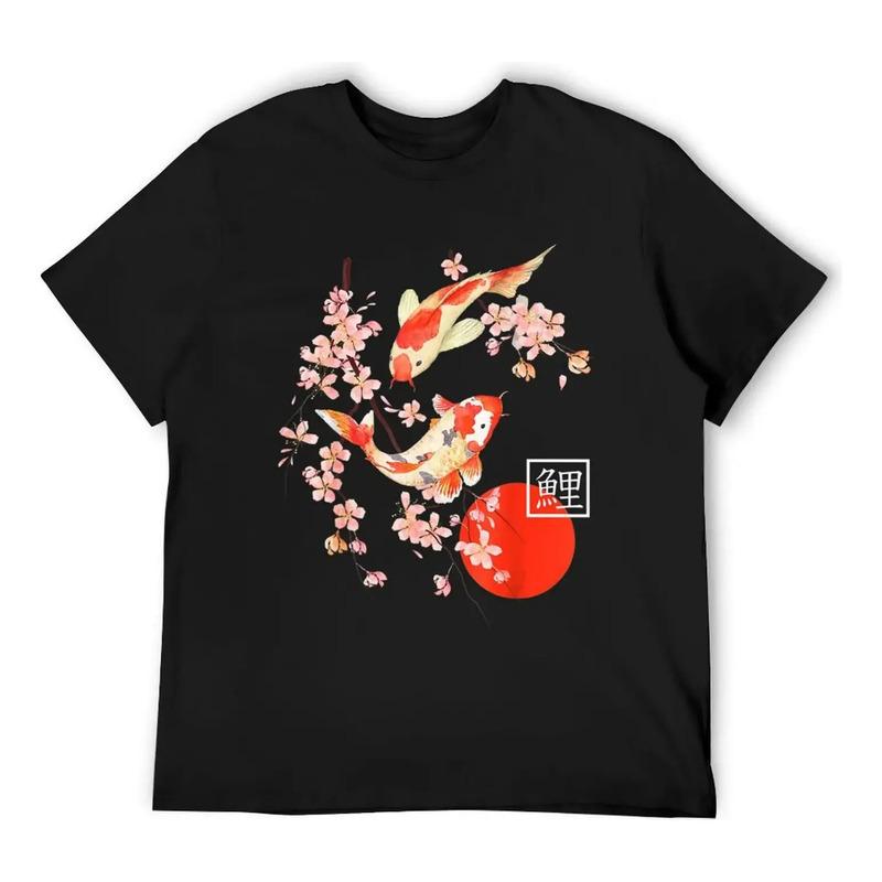 Camiseta De Sakura Japonesa Cherry Blossom Koi Carp Fish S