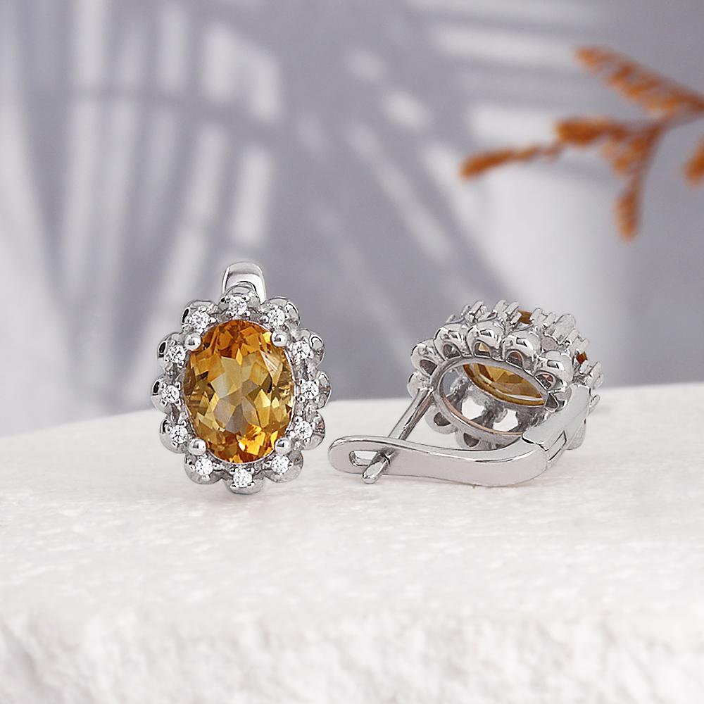 925 Sterling Silver Ring Earrings Pendant Necklace Nautral Oval 7*9mm Citrine Fine Jewelry Set for Women's Banquet Birthday Gift