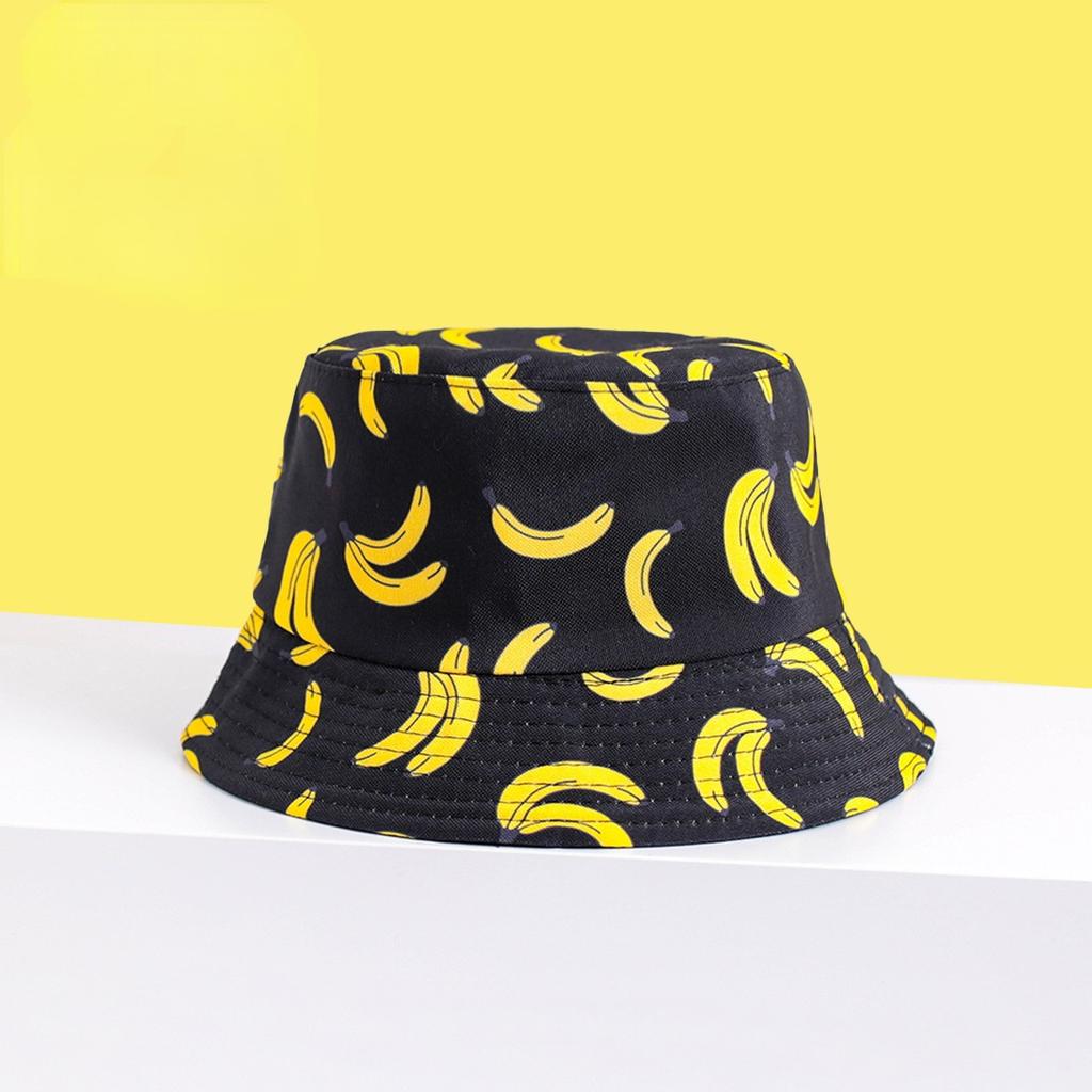Banana Fisherman Hat Children Summer Sunshade Sunscreen Pot Hat Men Fruit Print Double-sided Wear Versatile
