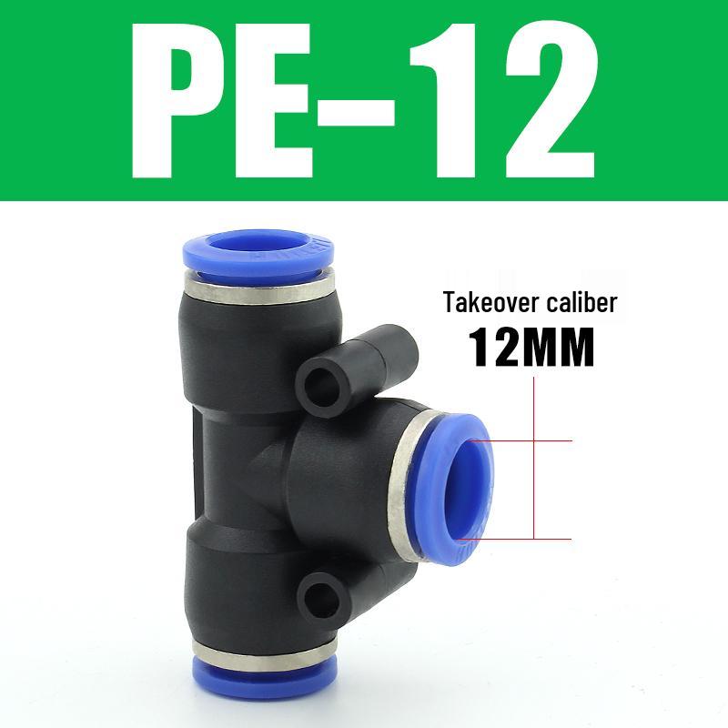 Pneumatic Quick-Connect T-Type Tee for Air Hoses, Equal Diameter, 4/6/8/10/12mm