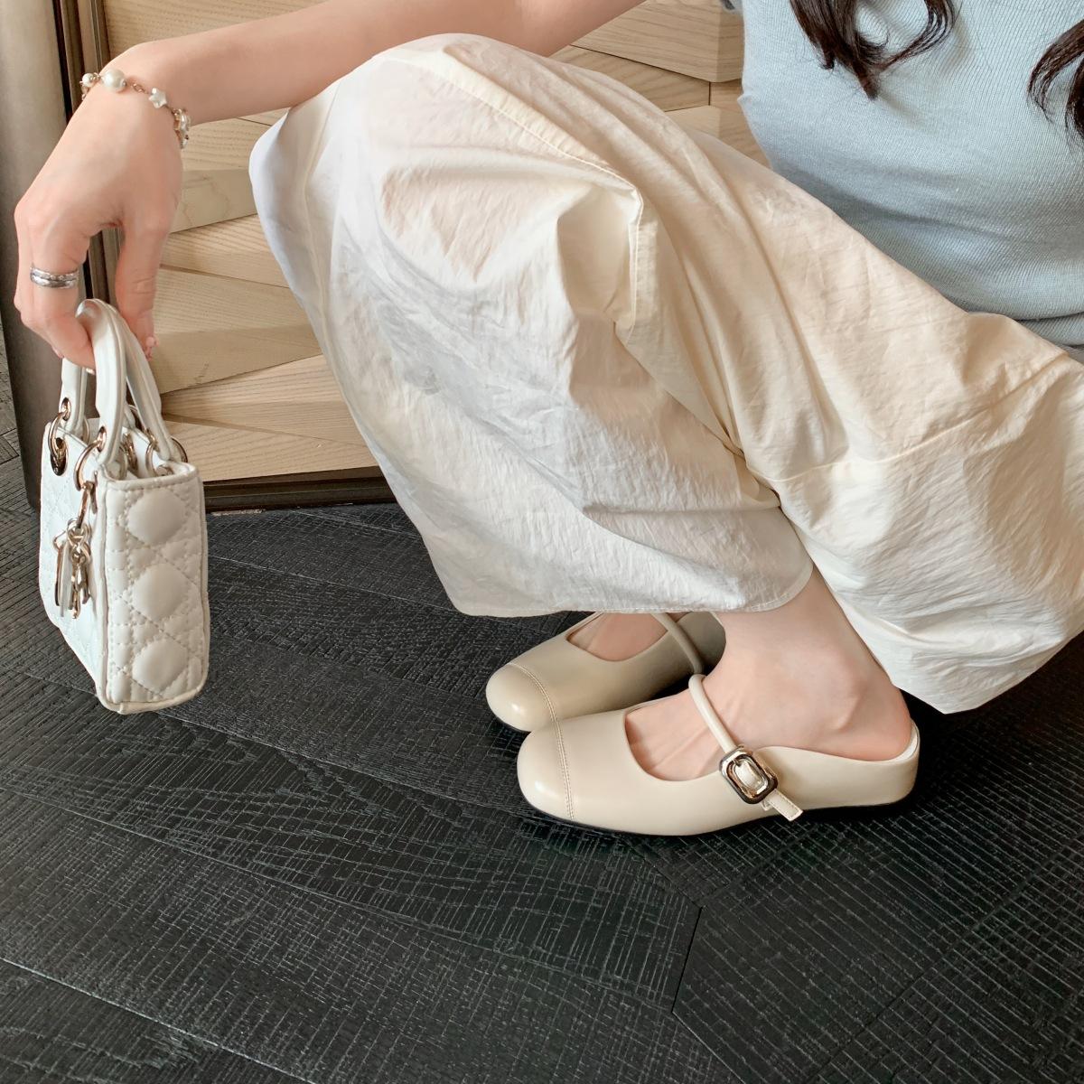 

Натуральная кожа~ внутренняя танкетка для увеличения роста с головкой-балеткой Мэри Джейн, полушлепанцы, женские сандалии, лето 40