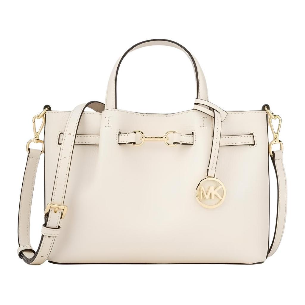 Michael Kors MK Carson Center Logo Charm Leather Tote Bag Small Women Tote Bags Beige 35S5G2ZS5T-BEI