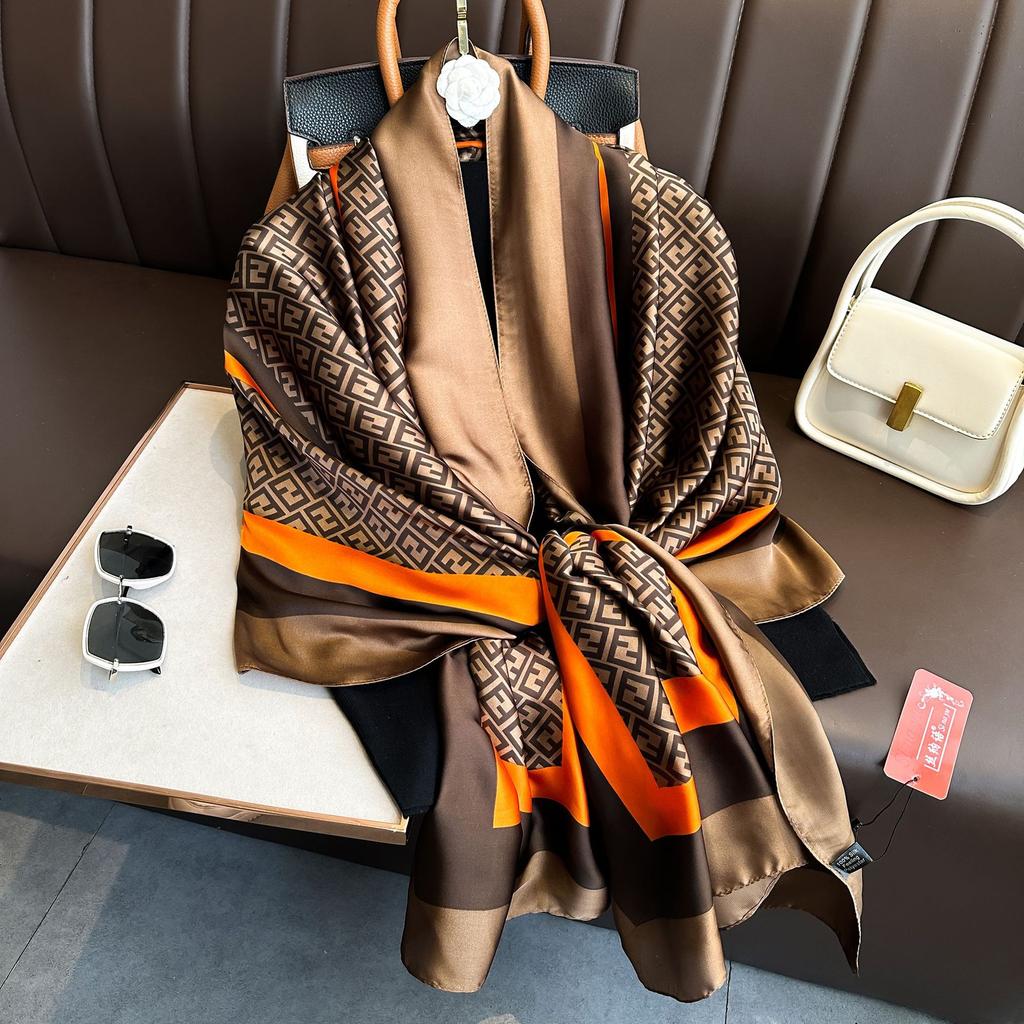 Luxury Brand Women Long Silk Scarves Shawl Lady Wrap Soft Female Europe Designer Beach Bandanna Foulard Muffler Pareo 180*90cm