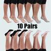 10-Pack Women's No-Show Short Socks with Heel Protection - Full Coverage Ankle & Heel, Thin Summer Invisible Socks Suitable For, Travel, Dates