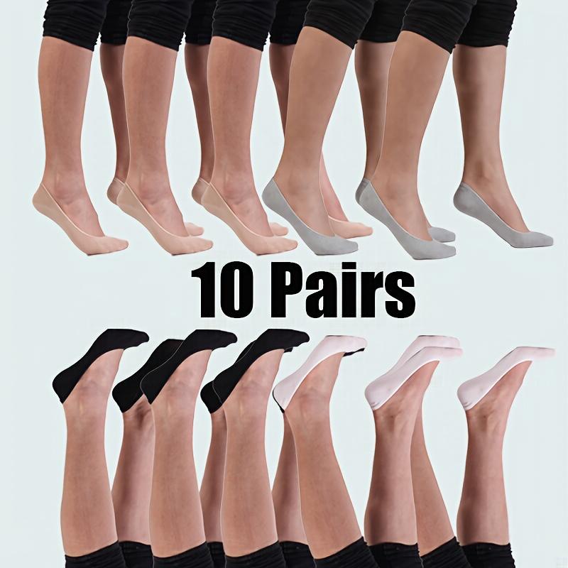10-Pack Women's No-Show Short Socks with Heel Protection - Full Coverage Ankle & Heel, Thin Summer Invisible Socks Suitable For, Travel, Dates